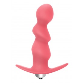 Розовая анальная пробка с вибрацией Spiral Anal Plug - 12 см.